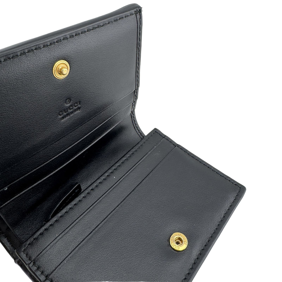 Gucci GG Matelasse Quilted Leather Compact Wallet Bifold Mini Black Double — view 7