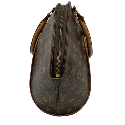 Louis Vuitton Ellipse MM Monogram Canvas Leather Tote Bag Brown Fan Shape — view 4