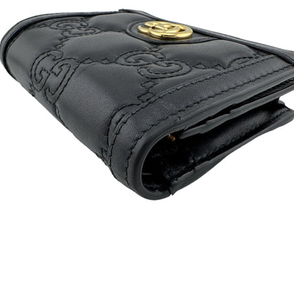 Gucci GG Matelasse Quilted Leather Compact Wallet Bifold Mini Black Double — view 5