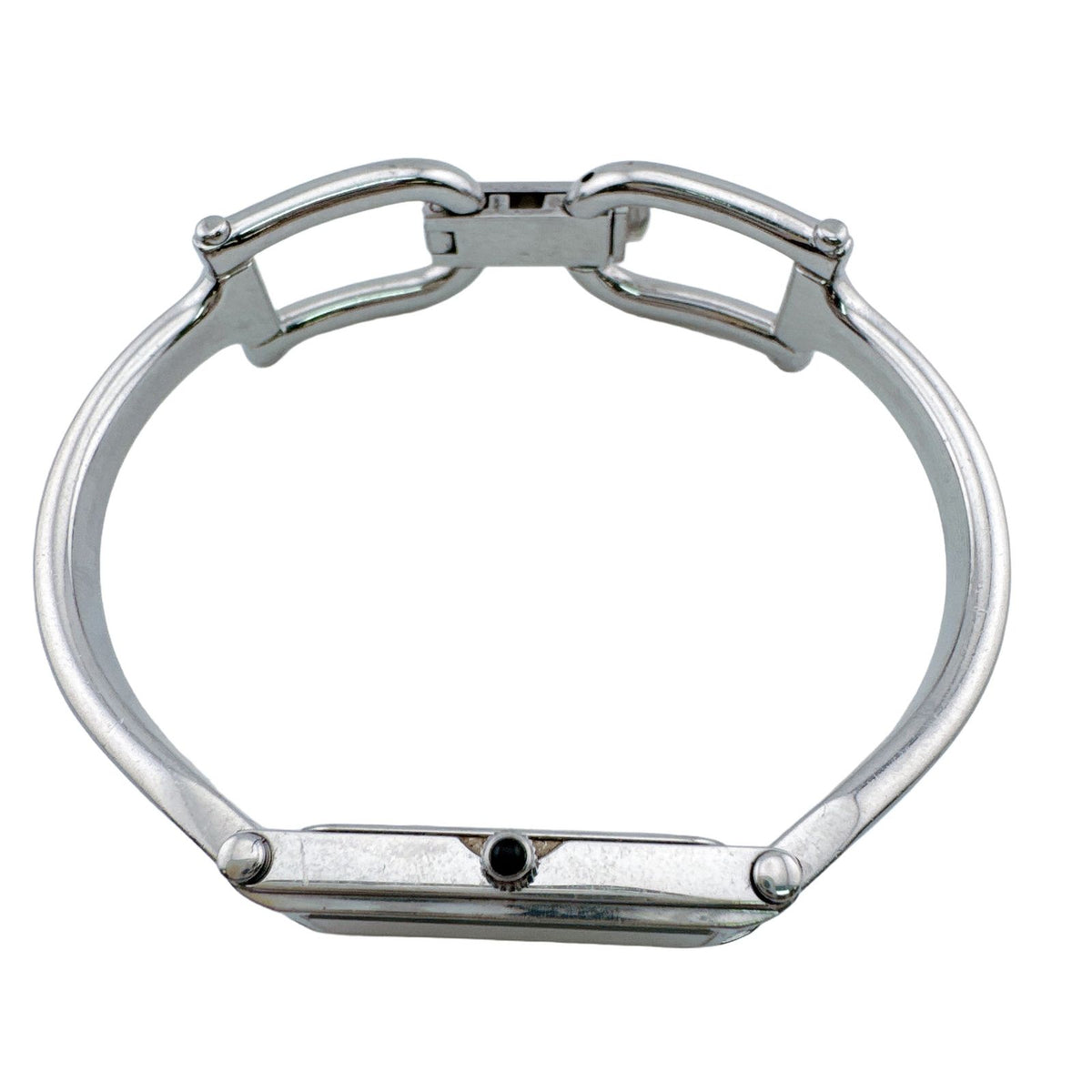 Gucci Bangle Watch SS Stainless Steel Quartz Horsebit Silver Black Dial — view 7