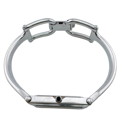 Gucci Bangle Watch SS Stainless Steel Quartz Horsebit Silver Black Dial — view 7