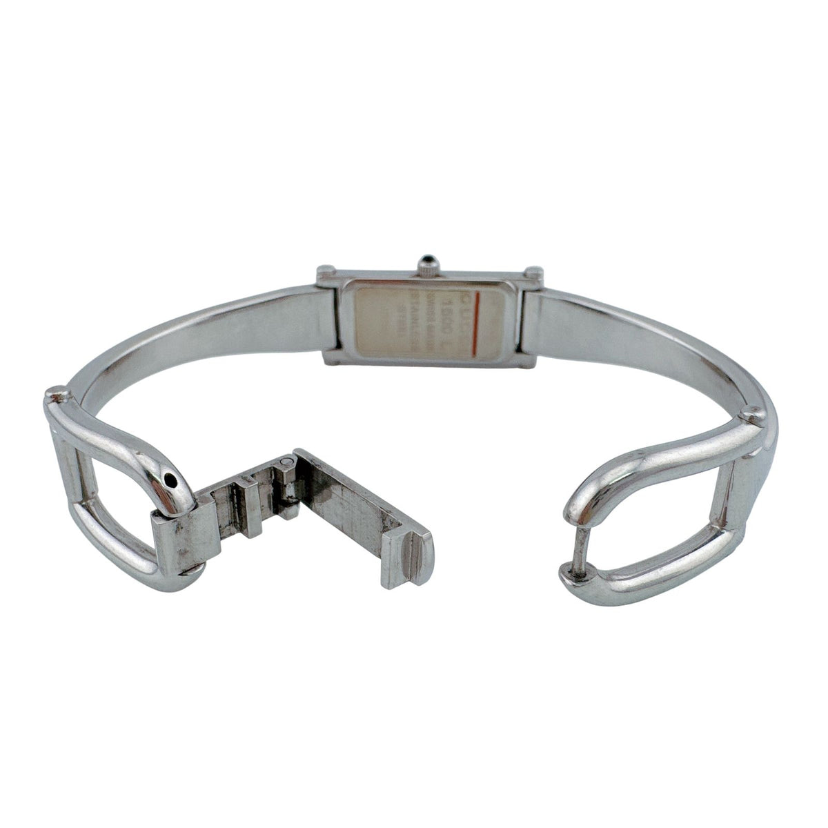 Gucci Bangle Watch SS Stainless Steel Quartz Horsebit Silver Black Dial — view 5