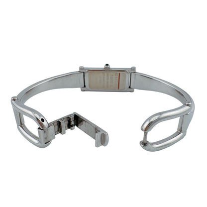 Gucci Bangle Watch SS Stainless Steel Quartz Horsebit Silver Black Dial — view 5