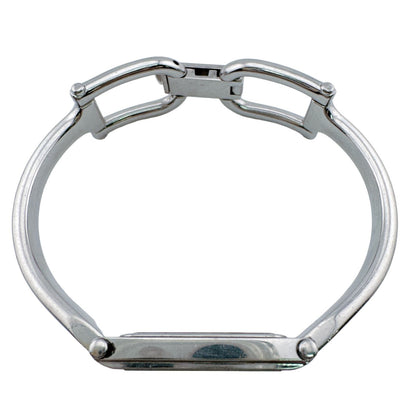 Gucci Bangle Watch SS Stainless Steel Quartz Horsebit Silver Black Dial — view 8