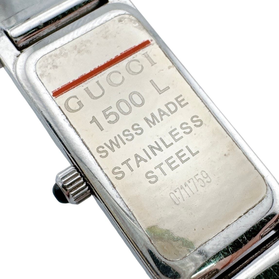 Gucci Bangle Watch SS Stainless Steel Quartz Horsebit Silver Black Dial — view 6