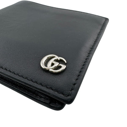 Gucci Double G GG Marmont Leather Bifold Wallet Compact Black Luxury High — view 6