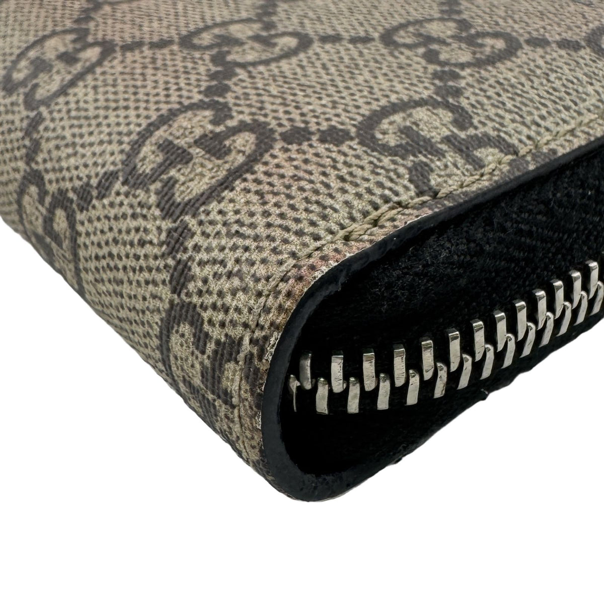 Gucci GG Supreme Snake Print Leather Zip Around Wallet Beige Brown Multicolor — view 3
