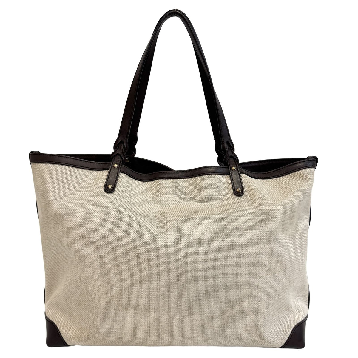 Gucci Craft Canvas Leather Tote Bag Brown