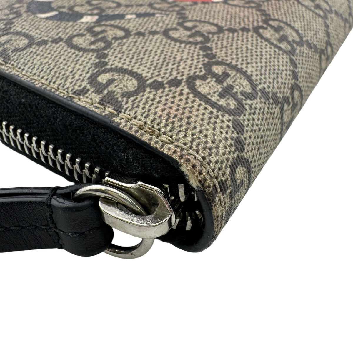 Gucci GG Supreme Snake Print Leather Zip Around Wallet Beige Brown Multicolor — view 2