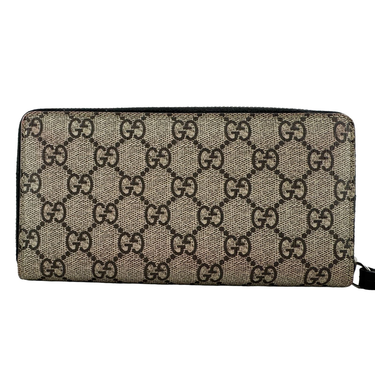 Gucci GG Supreme Snake Print Leather Zip Around Wallet Beige Brown Multicolor