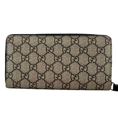 Gucci GG Supreme Snake Print Leather Zip Around Wallet Beige Brown Multicolor