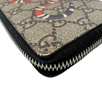 Gucci GG Supreme Snake Print Leather Zip Around Wallet Beige Brown Multicolor — view 4