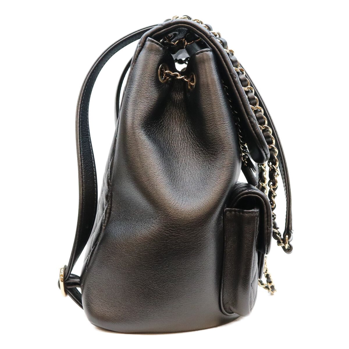 Chanel Black Lamb Quilted CC Logo Backpack — view 4