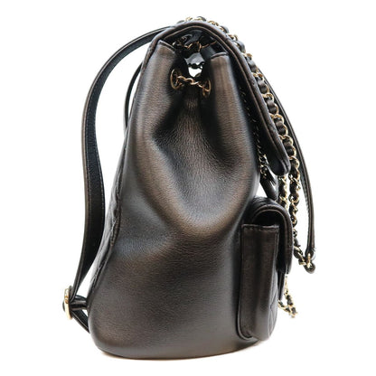 Chanel Black Lamb Quilted CC Logo Backpack — view 4