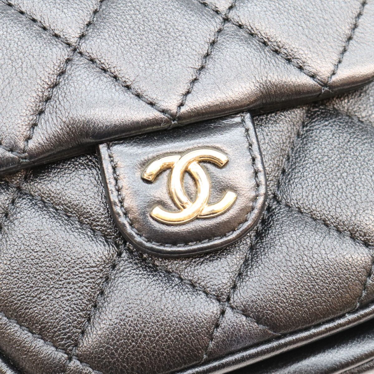 Chanel Black Lamb Quilted CC Logo Backpack — view 7