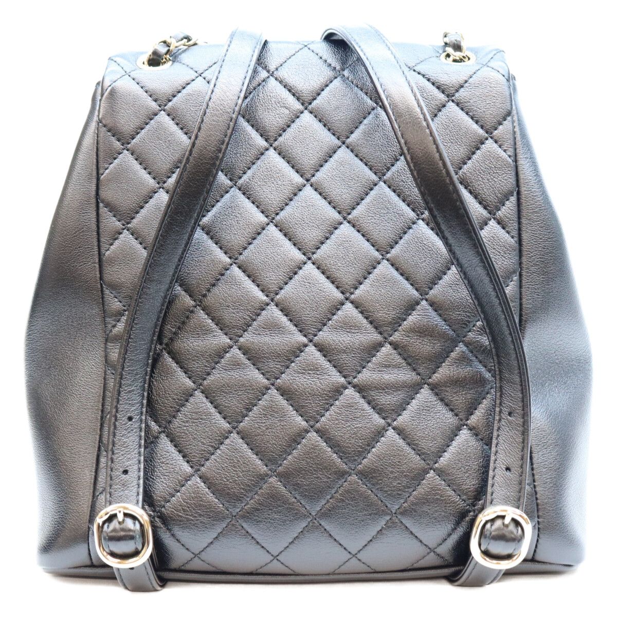 Chanel Black Lamb Quilted CC Logo Backpack — view 3