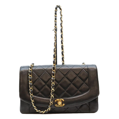 Chanel Black Lamb Gold Diana 25 Shoulder Bag