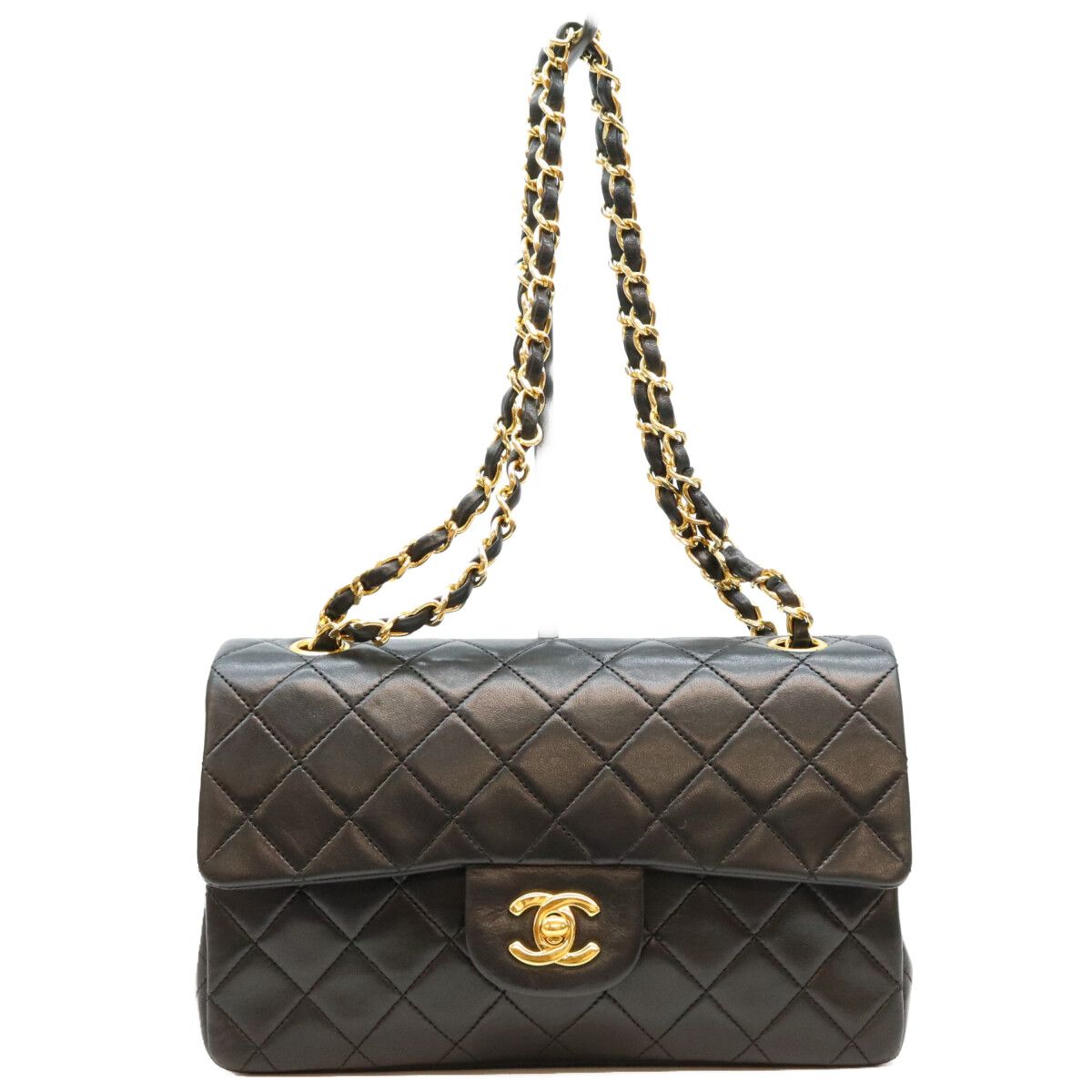 Chanel Black Lambskin Quilted 23 Shoulder Bag