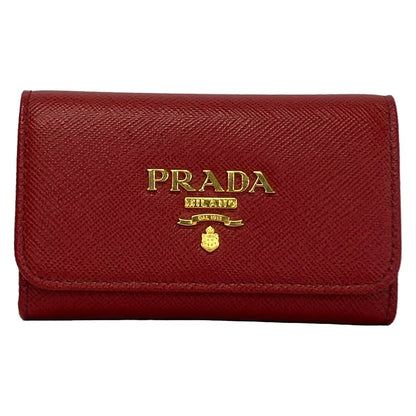 Prada Key Case Bordeaux Hook Leather Key Holder