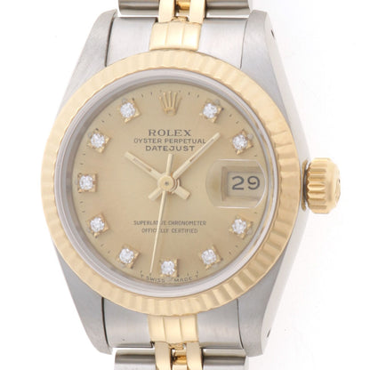 Rolex Datejust 26 Watch Stainless Steel 18k Yellow Gold Diamond Champagne Dial