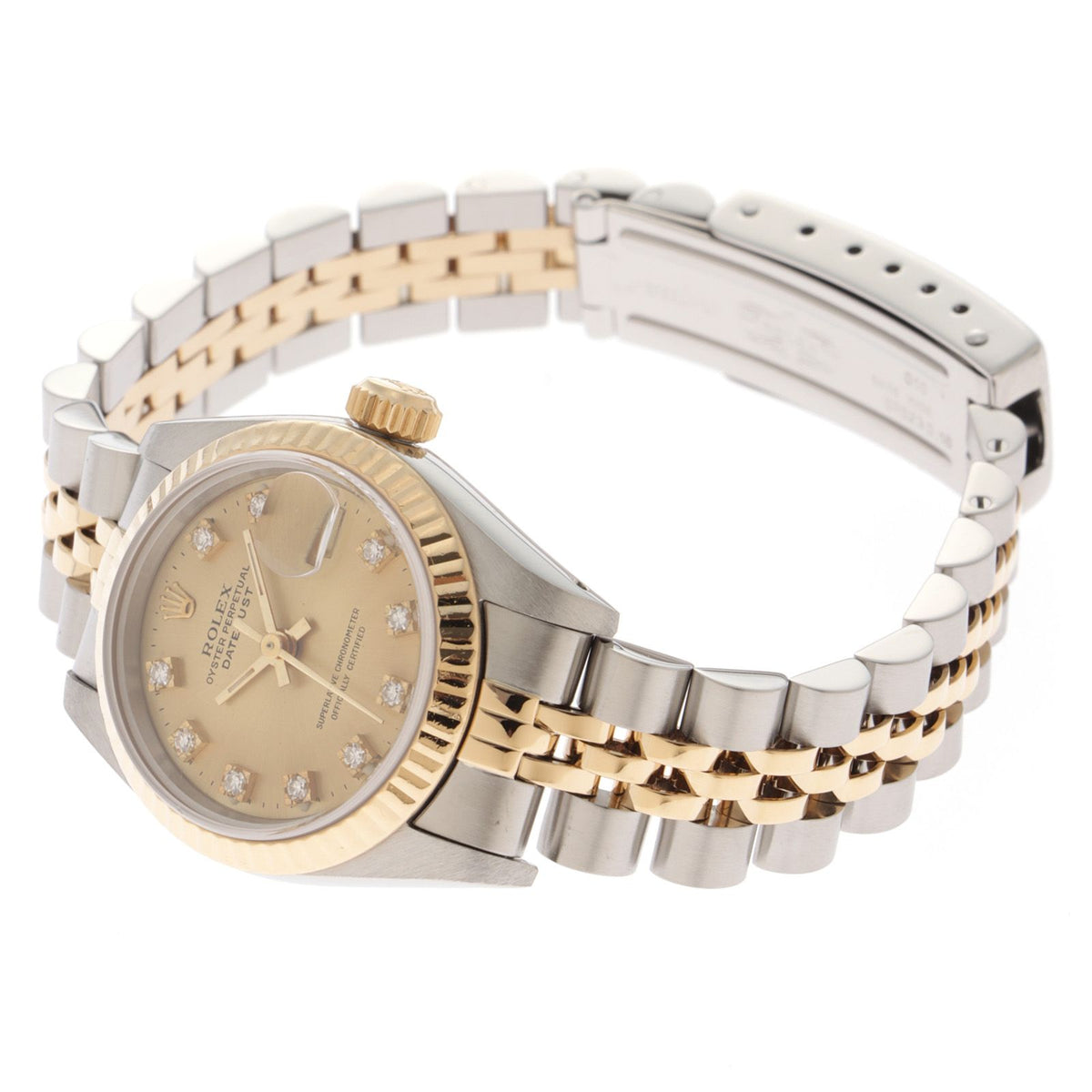 Rolex Datejust 26 Watch Stainless Steel 18k Yellow Gold Diamond Champagne Dial — view 3
