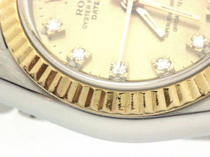 Rolex Datejust 26 Watch Stainless Steel 18k Yellow Gold Diamond Champagne Dial — view 7