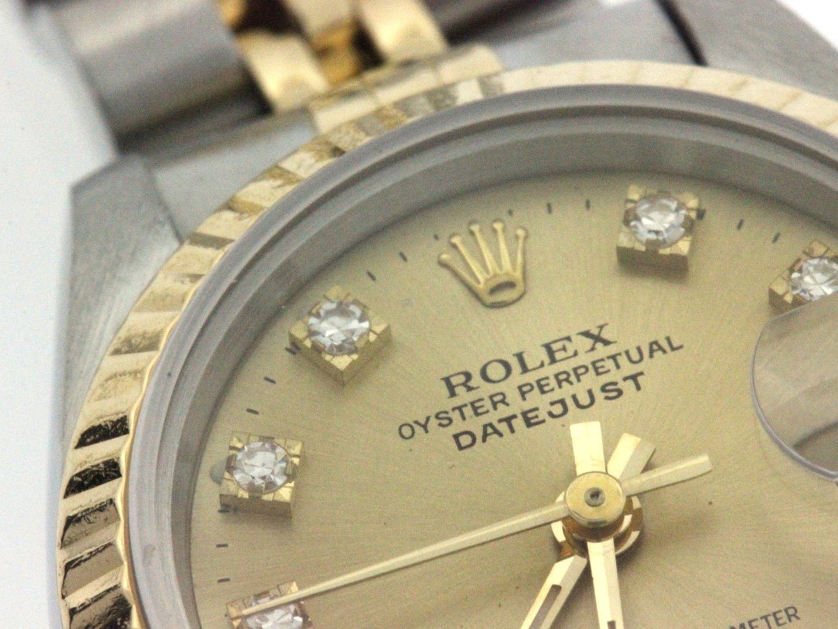 Rolex Datejust 26 Watch Stainless Steel 18k Yellow Gold Diamond Champagne Dial — view 6