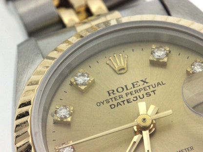 Rolex Datejust 26 Watch Stainless Steel 18k Yellow Gold Diamond Champagne Dial — view 6
