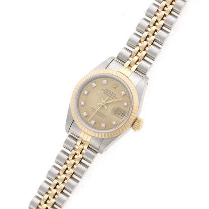 Rolex Datejust 26 Watch Stainless Steel 18k Yellow Gold Diamond Champagne Dial — view 2