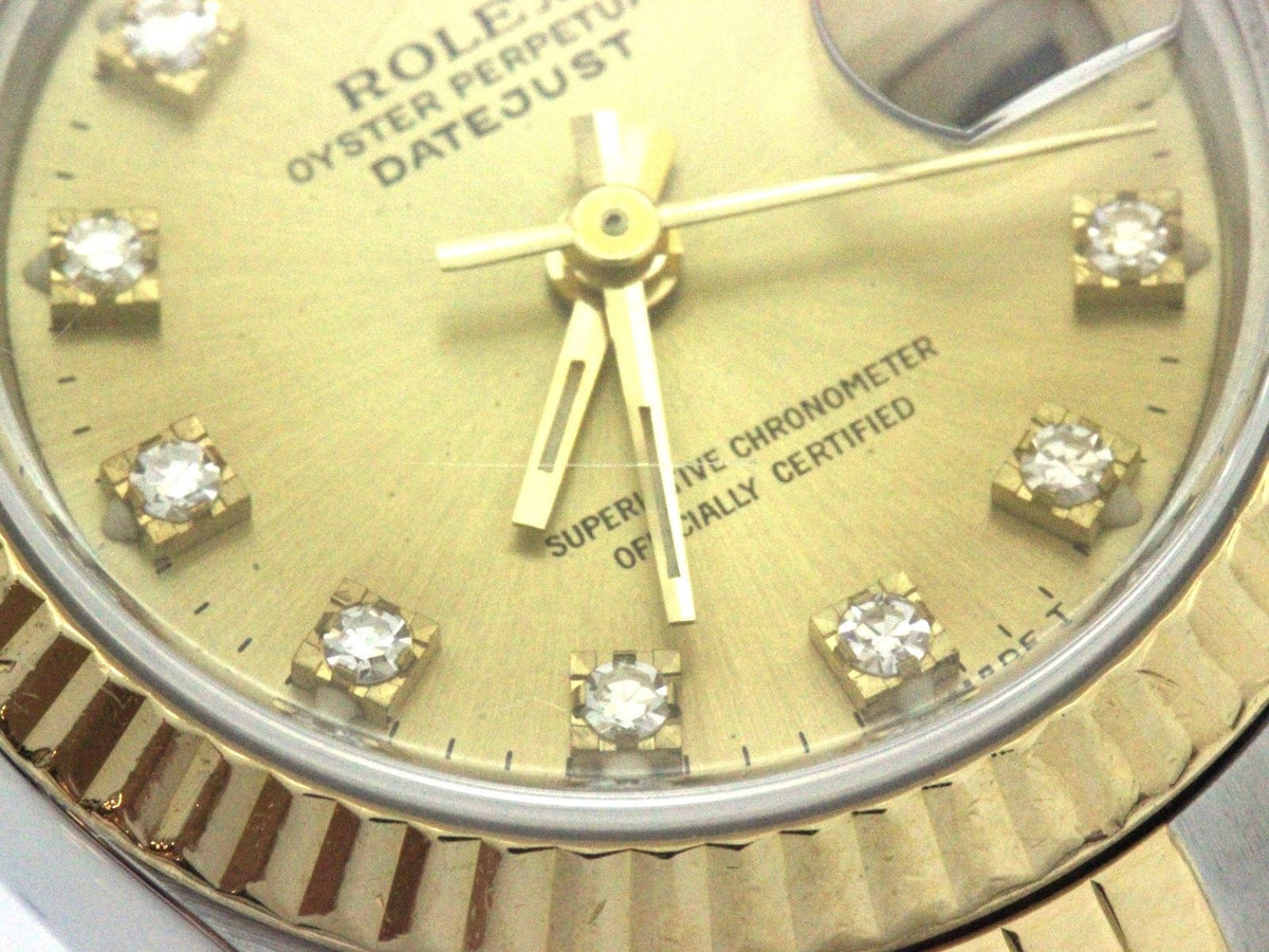 Rolex Datejust 26 Watch Stainless Steel 18k Yellow Gold Diamond Champagne Dial — view 8