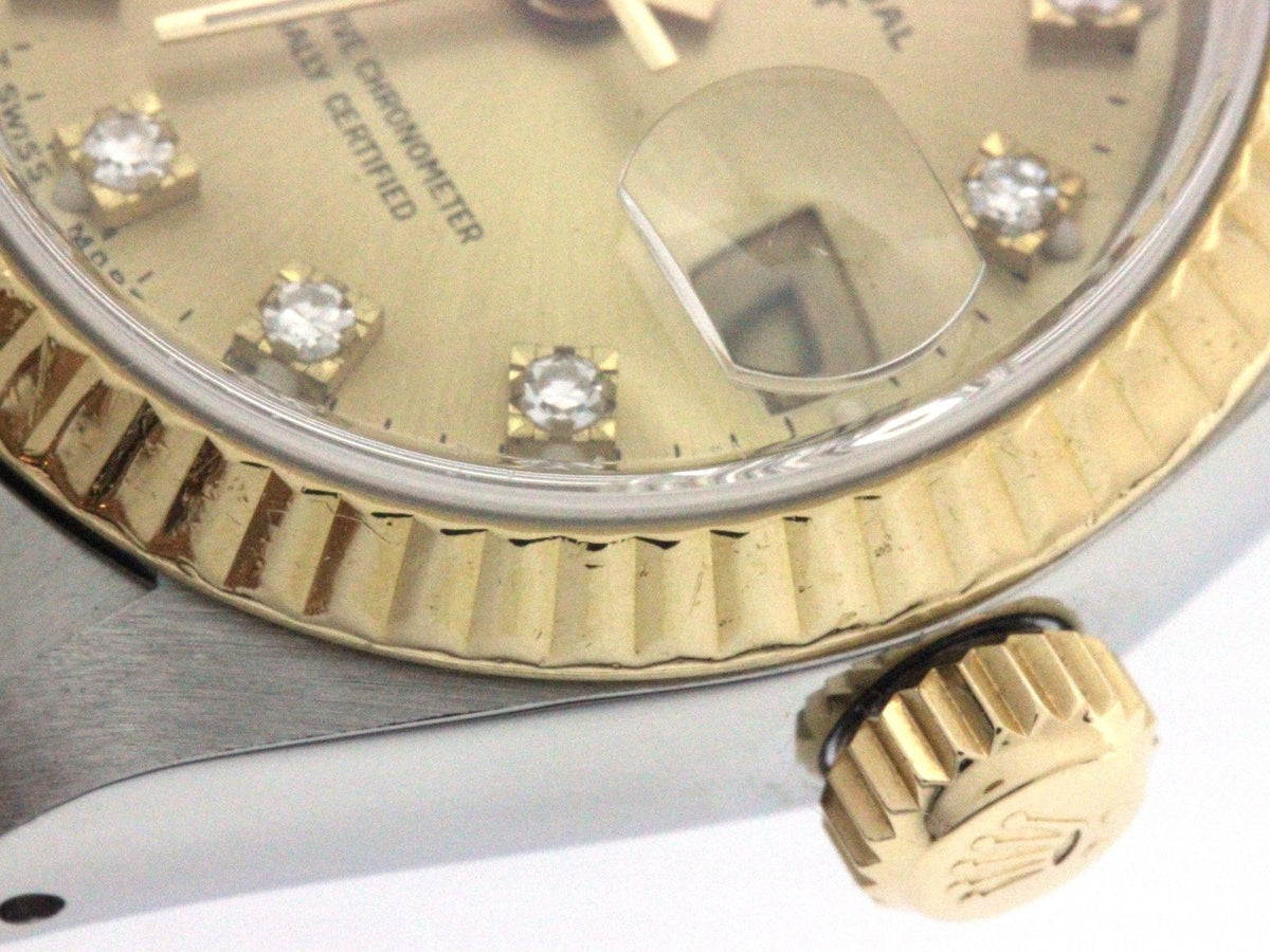 Rolex Datejust 26 Watch Stainless Steel 18k Yellow Gold Diamond Champagne Dial — view 4