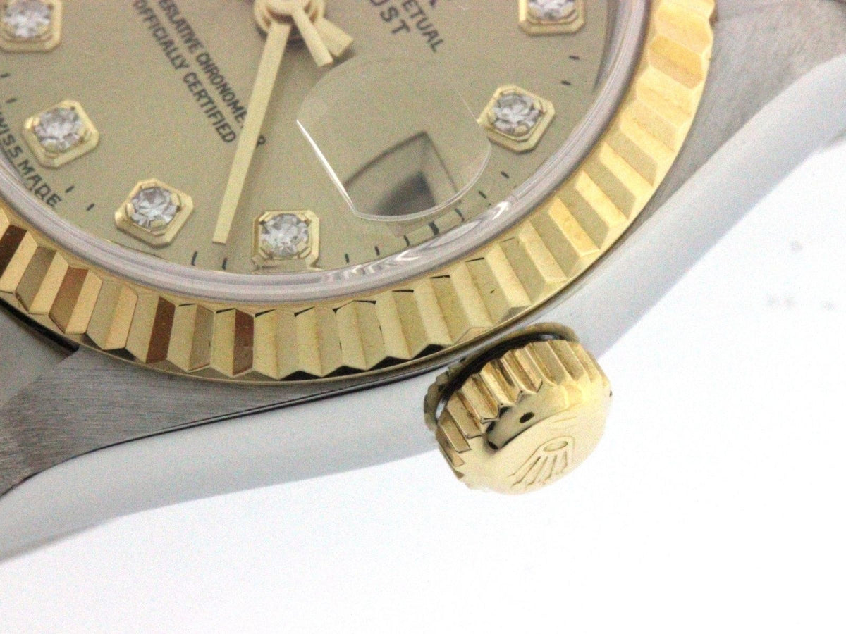Rolex Datejust 26 Watch Stainless Steel 18k Yellow Gold Diamond Champagne Dial — view 5