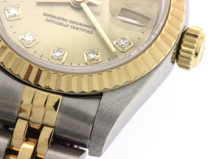 Rolex Datejust 26 Watch Stainless Steel 18k Yellow Gold Diamond Champagne Dial — view 6