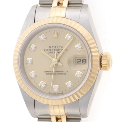 Rolex Datejust 26 Watch Stainless Steel 18k Yellow Gold Diamond Champagne Dial