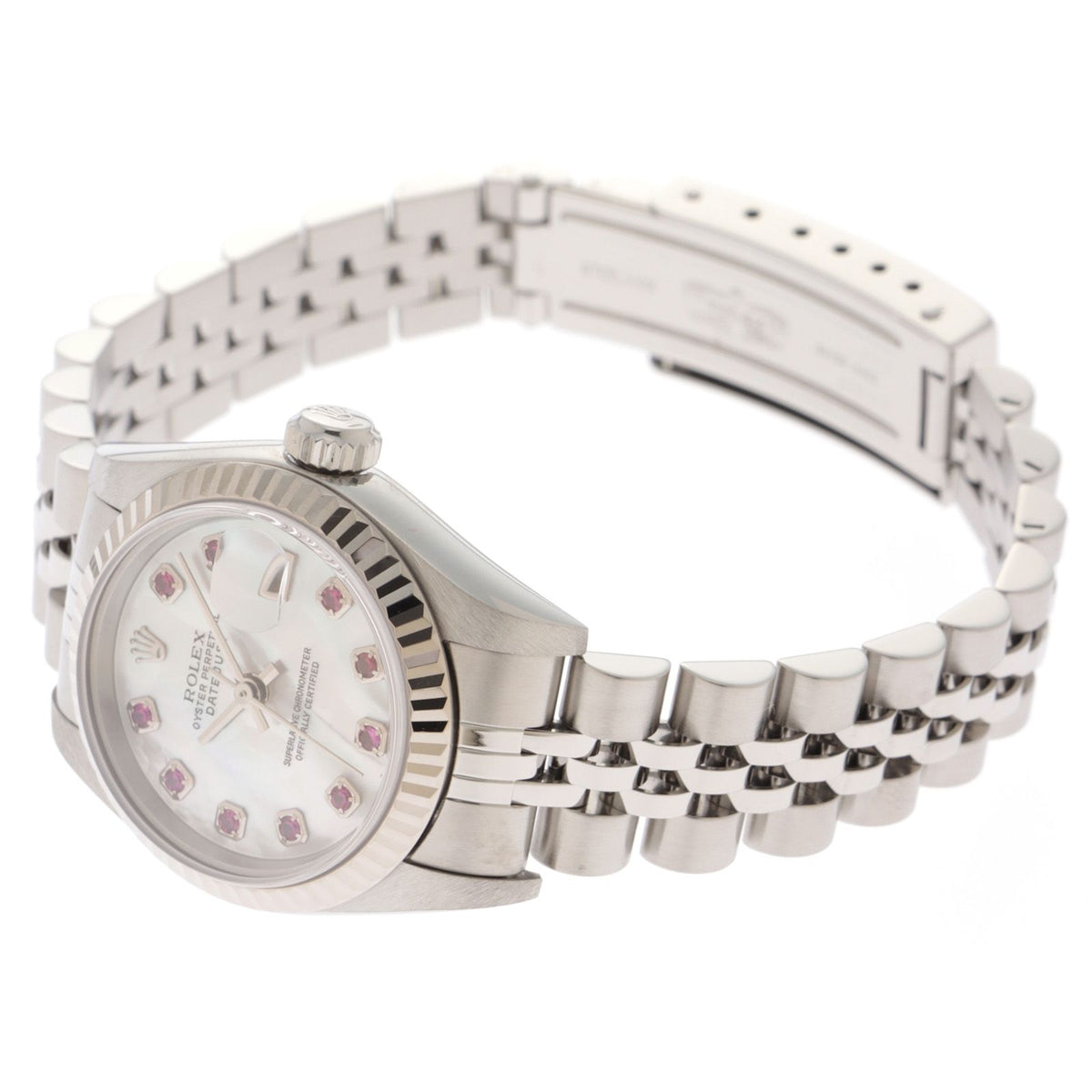 Rolex Datejust 26 Watch Stainless Steel 18k White Gold Ruby Shell Dial Automatic — view 3