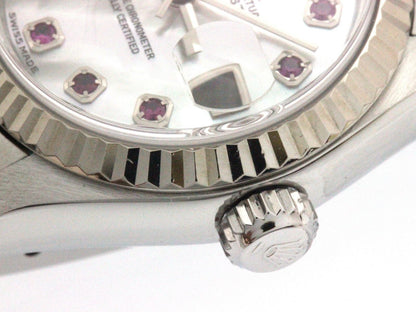 Rolex Datejust 26 Watch Stainless Steel 18k White Gold Ruby Shell Dial Automatic — view 6