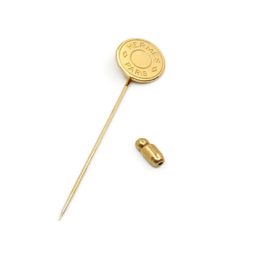 Hermes Sellier Brooch Gold Plated Pin