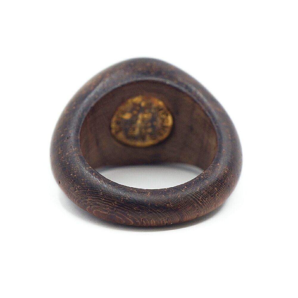 Hermes Sellier Wood Ring Brown Gold Metal — view 2