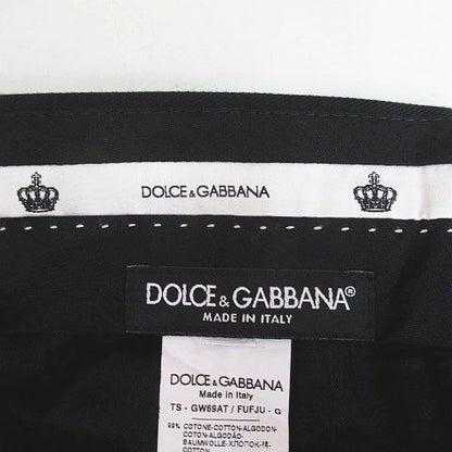 Dolce & Gabbana Long Tapered Pants Black Zip Fly Belt Roll Up Stretch 50 — view 3