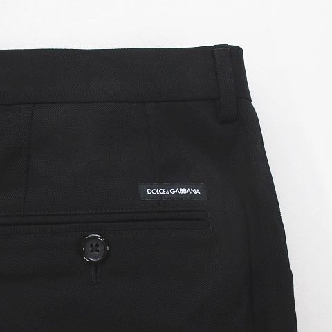 Dolce & Gabbana Long Tapered Pants Black Zip Fly Belt Roll Up Stretch 50 — view 8