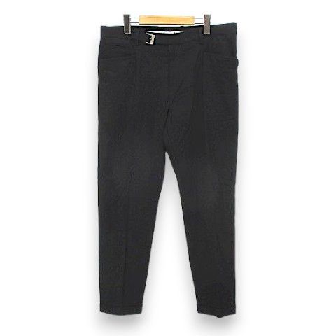 Dolce & Gabbana Long Tapered Pants Black Zip Fly Belt Roll Up Stretch 50