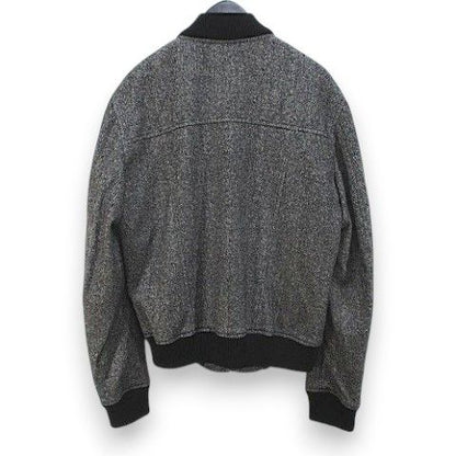 Dolce & Gabbana Herringbone Pattern Bomber Jacket Black Zip Up Embroidery 50 — view 2