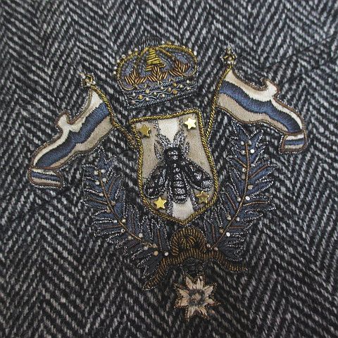 Dolce & Gabbana Herringbone Pattern Bomber Jacket Black Zip Up Embroidery 50 — view 6