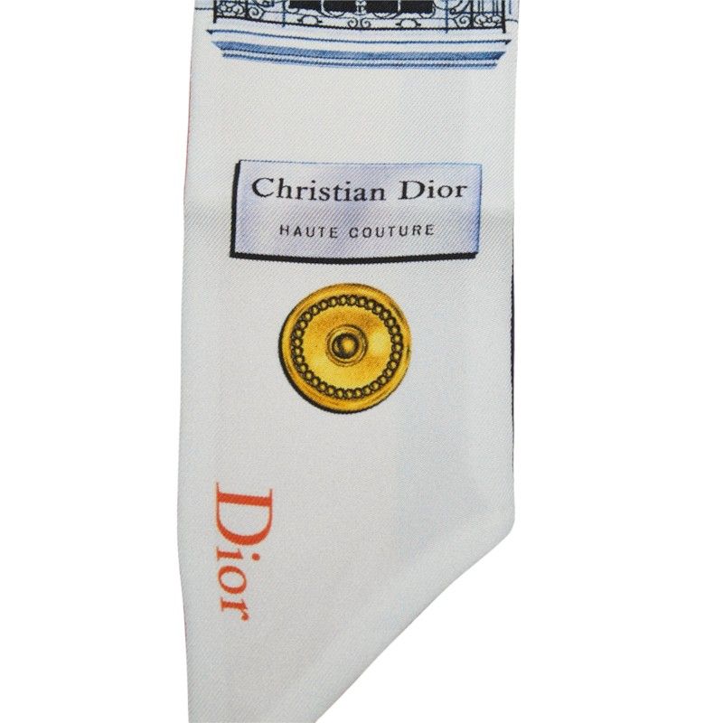 Dior Mitzah Scarf White Multicolor Silk — view 3