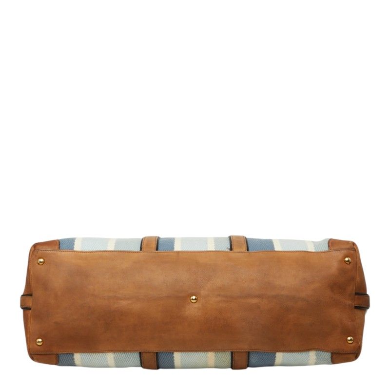 Gucci Boston Bag Weekender 2-Way Stripe Blue Canvas Leather — view 3