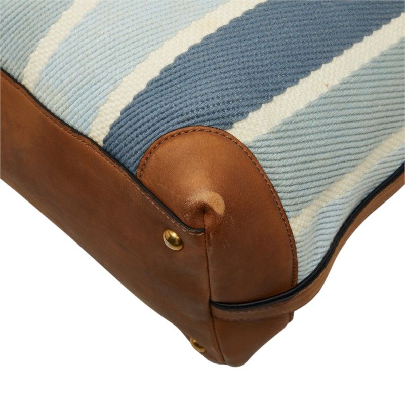 Gucci Boston Bag Weekender 2-Way Stripe Blue Canvas Leather — view 6