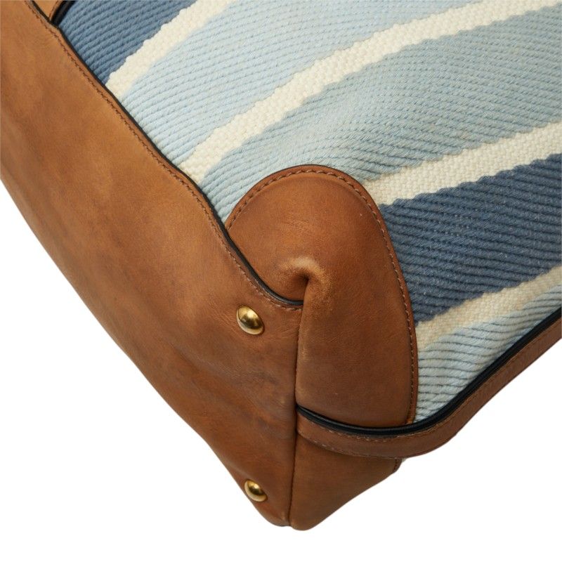 Gucci Boston Bag Weekender 2-Way Stripe Blue Canvas Leather — view 4