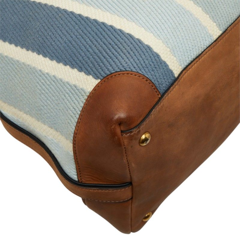 Gucci Boston Bag Weekender 2-Way Stripe Blue Canvas Leather — view 5