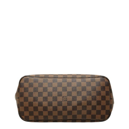 Louis Vuitton Damier Ebene Neverfull MM Shoulder Bag Tote Brown Leather — view 3