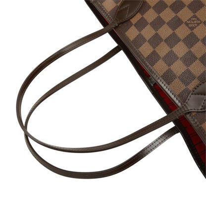 Louis Vuitton Damier Ebene Neverfull MM Shoulder Bag Tote Brown Leather — view 8